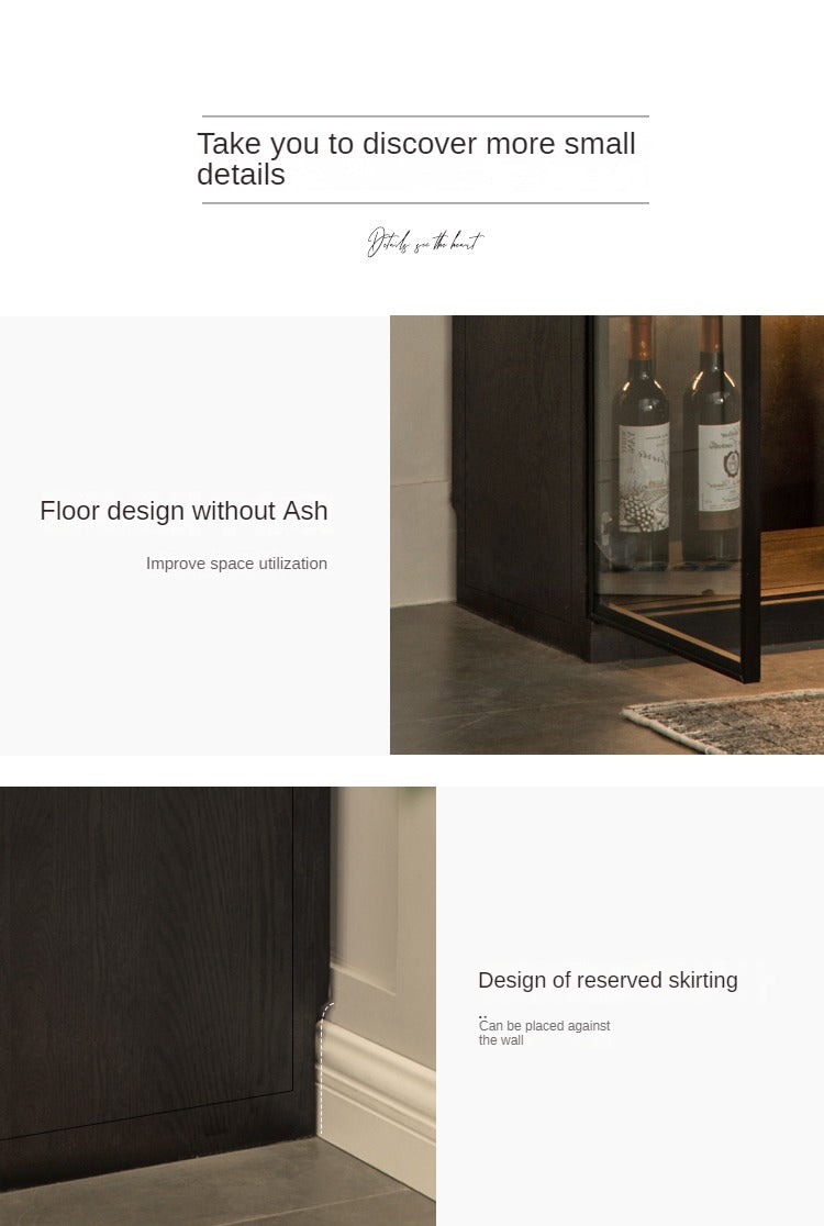 Oak Solid Wood Glass Door Display Wine Cabinet