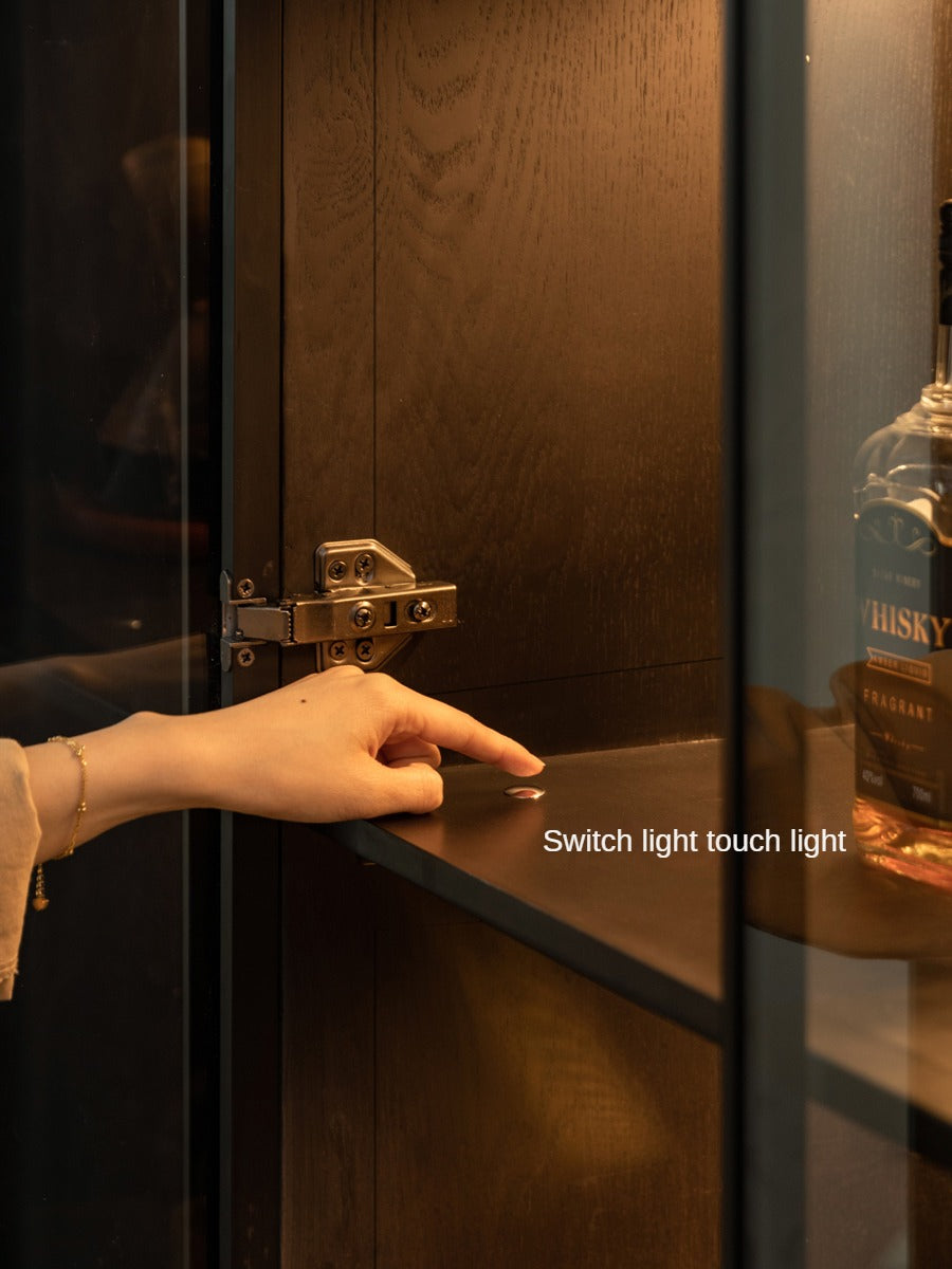 Oak Solid Wood Glass Door Display Wine Cabinet