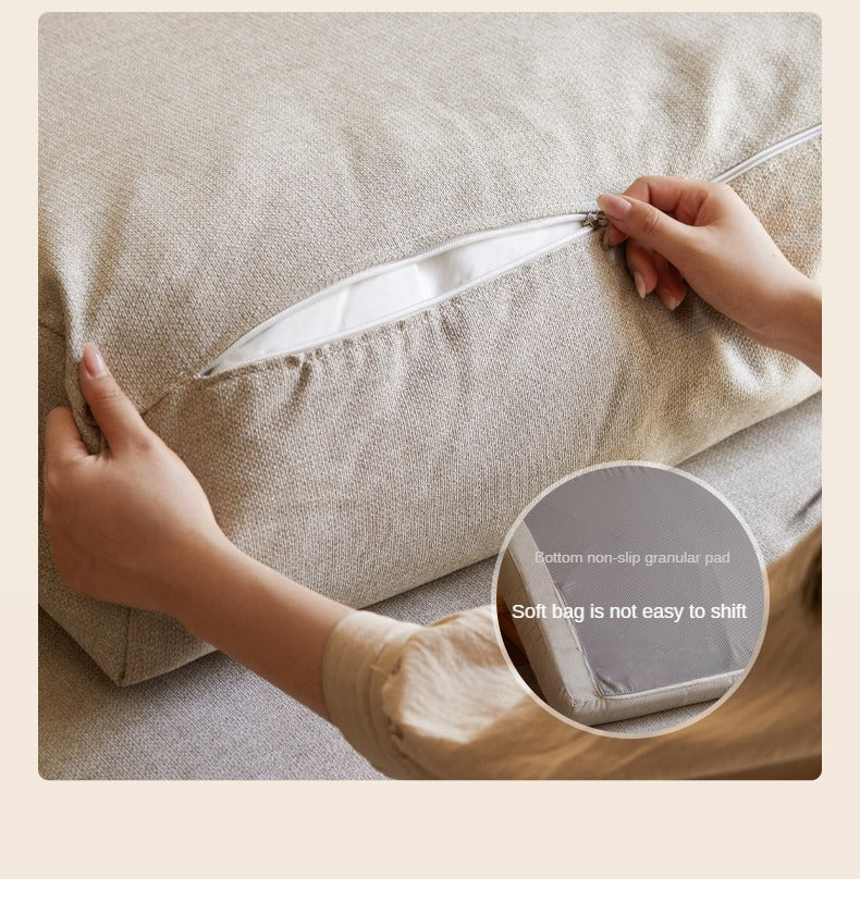 Oak Solid Wood Gravel White Cotton Linen Storage dual-use Sofa