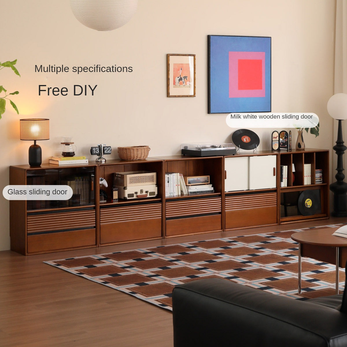 Poplar Solid Wood Antique Style Partition Bookcase