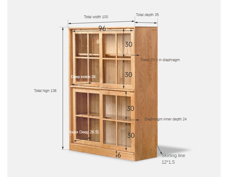 Cherry Solid Wood Medieval Style Bookcase