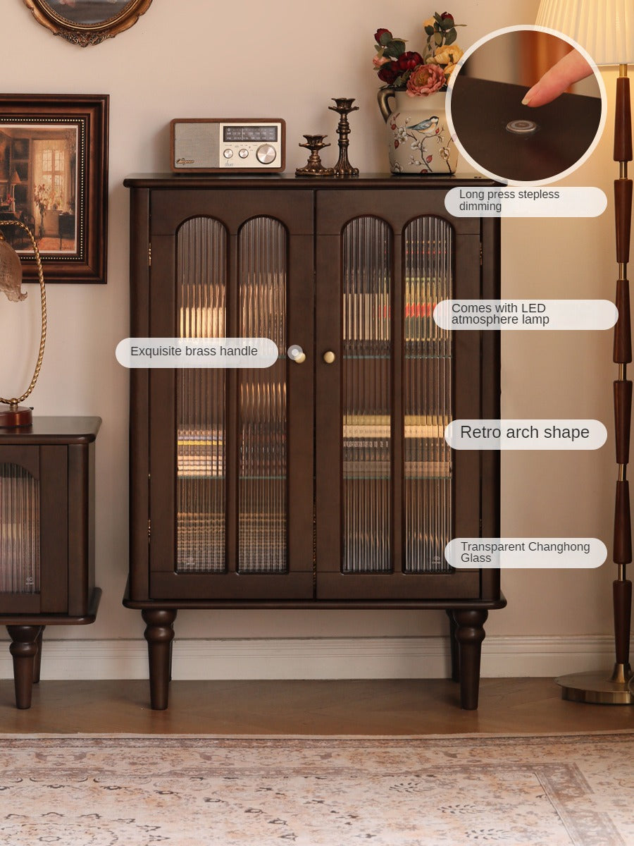 Poplar Solid Wood American Retro Side Cabinet.