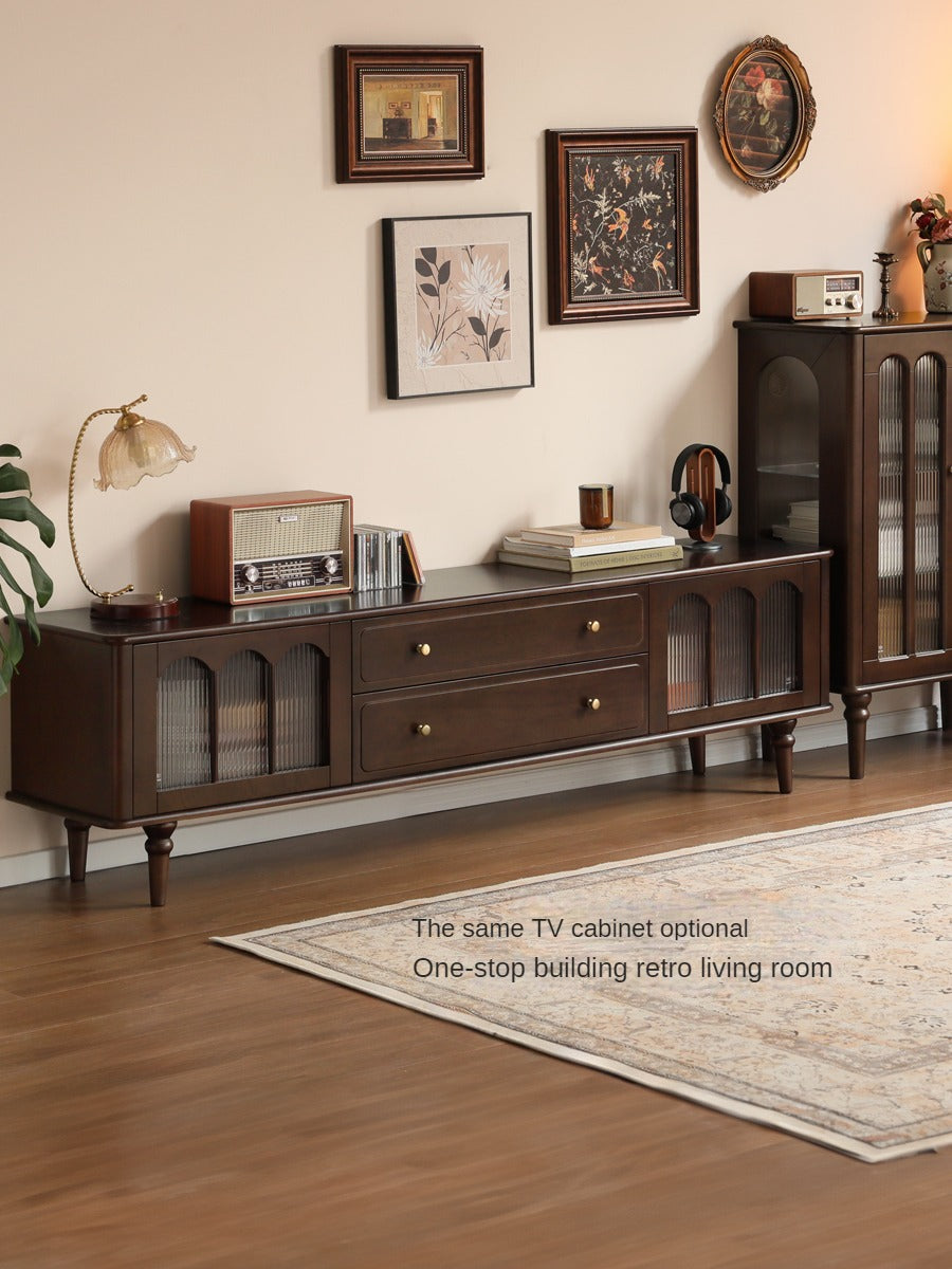 Poplar Solid Wood American Retro Side Cabinet.