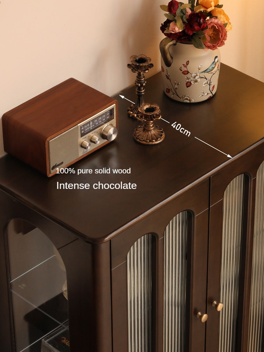 Poplar Solid Wood American Retro Side Cabinet.