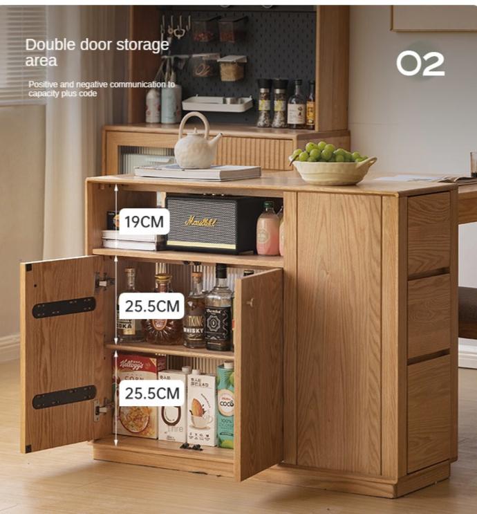 Oak Solid Wood, Solid RubberWood Nordic Modern Sideboard