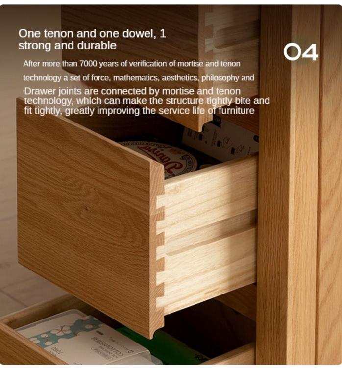 Oak Solid Wood, Solid RubberWood Nordic Modern Sideboard