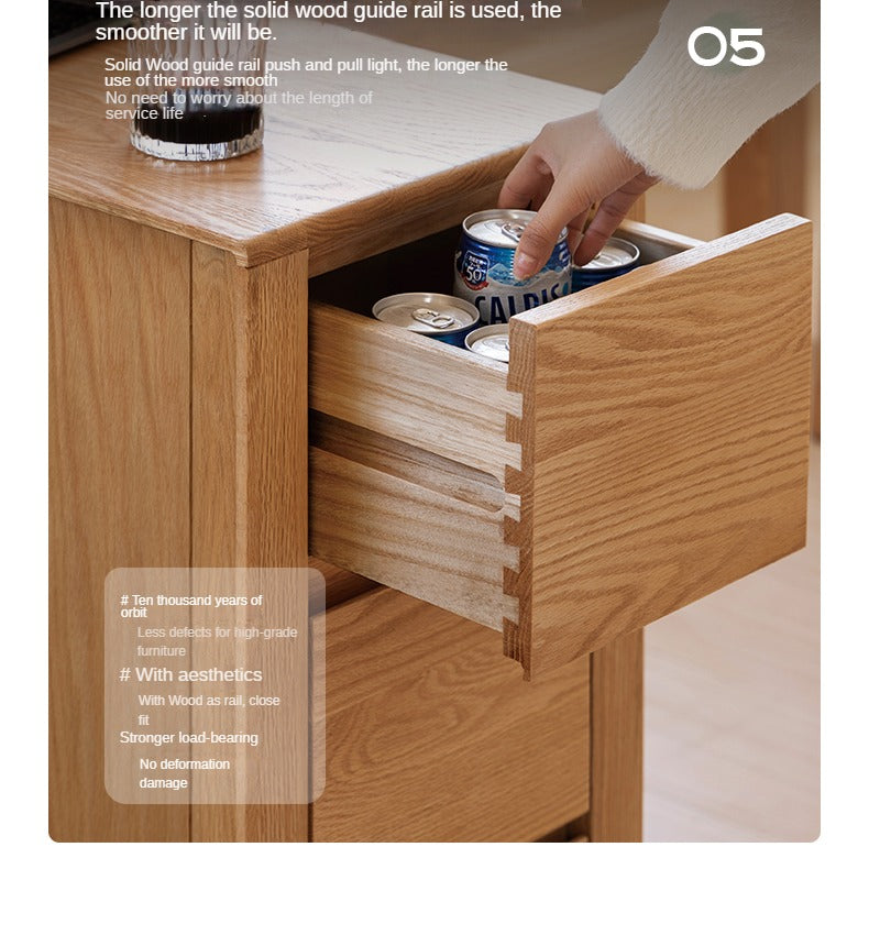 Oak Solid Wood, Solid RubberWood Nordic Modern Sideboard