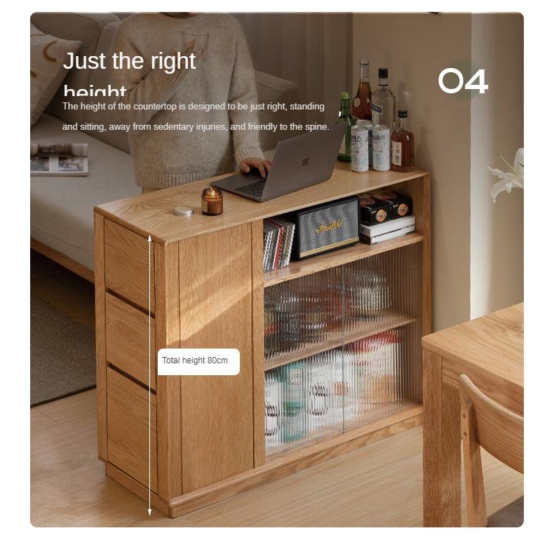 Oak Solid Wood, Solid RubberWood Nordic Modern Sideboard