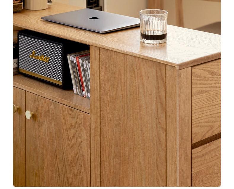 Oak Solid Wood, Solid RubberWood Nordic Modern Sideboard