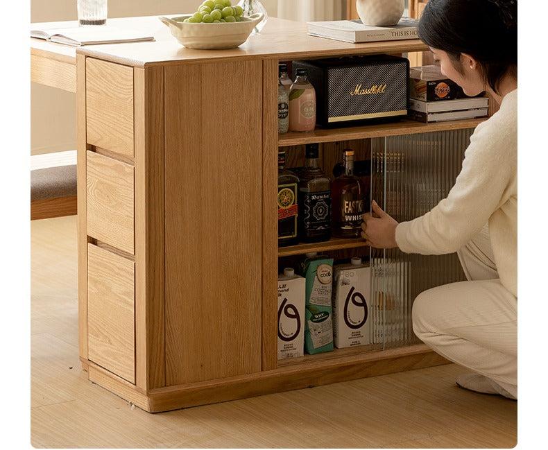 Oak Solid Wood, Solid RubberWood Nordic Modern Sideboard