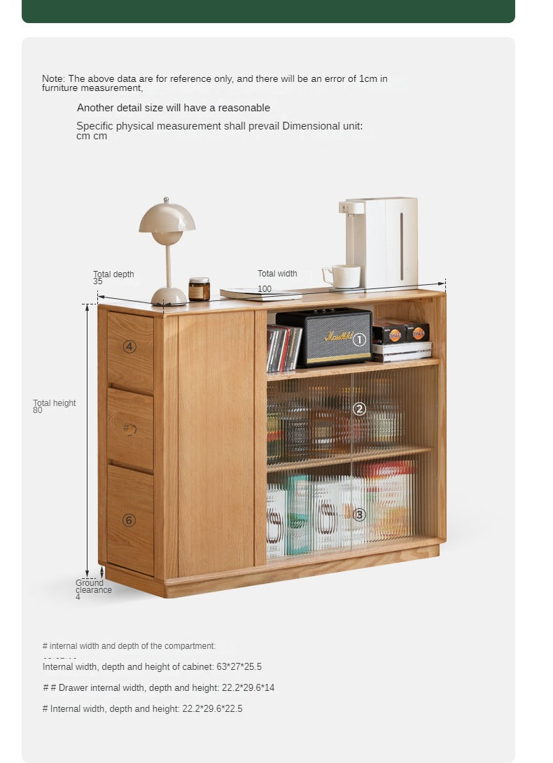 Oak Solid Wood, Solid RubberWood Nordic Modern Sideboard