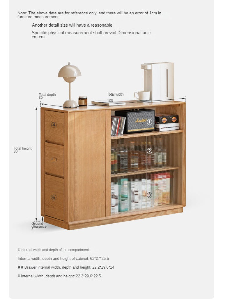 Oak Solid Wood, Solid RubberWood Nordic Modern Sideboard