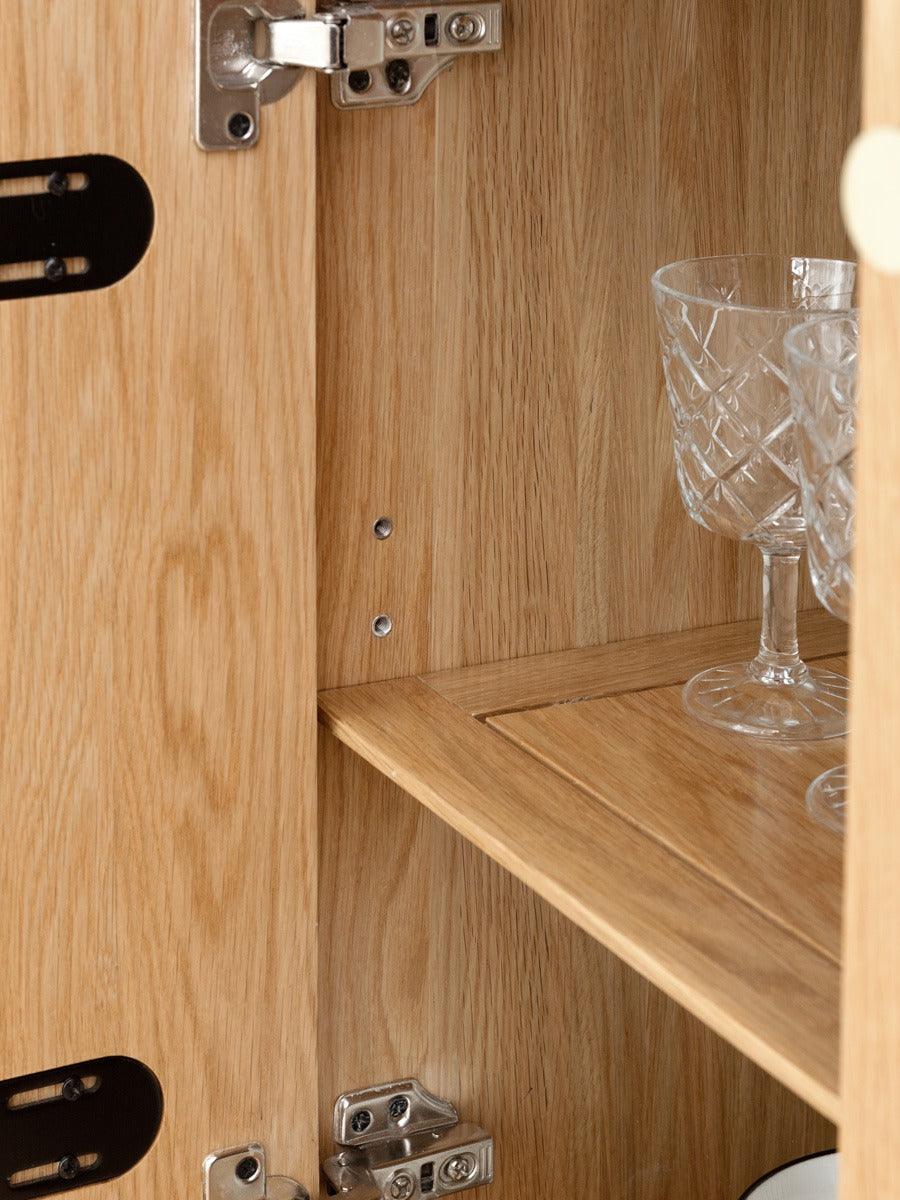 Oak Solid Wood, Solid RubberWood Nordic Modern Sideboard