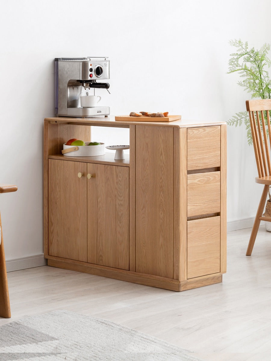 Oak Solid Wood, Solid RubberWood Nordic Modern Sideboard
