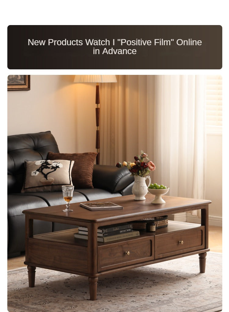 Black Walnut Solid Wood American Retro Coffee Table