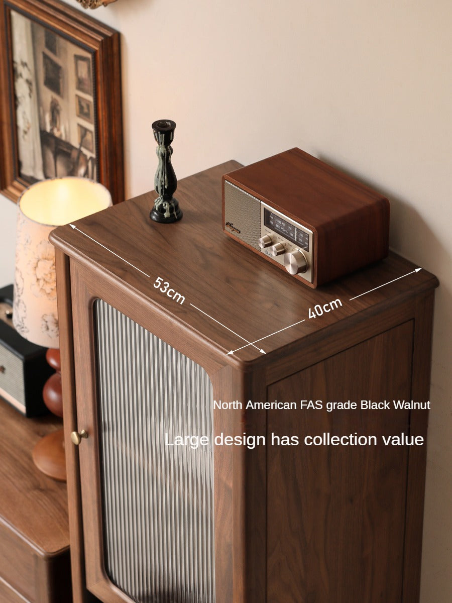 Black Walnut Solid Wood American Retro Locker Side Cabinet.