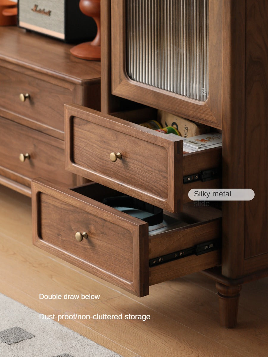 Black Walnut Solid Wood American Retro Locker Side Cabinet.