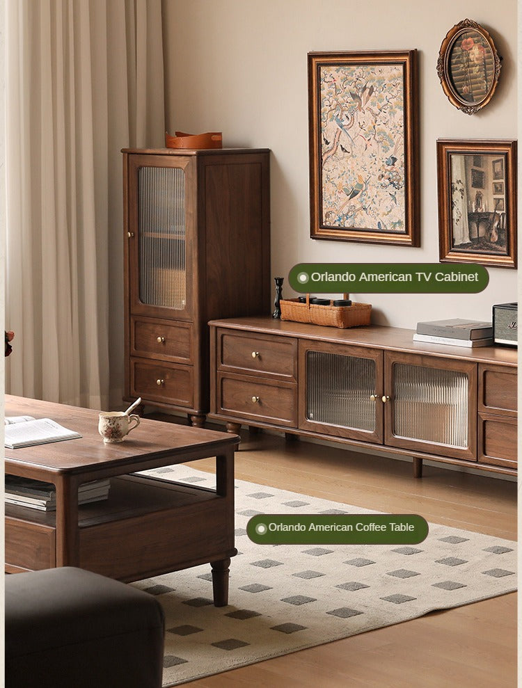 Black Walnut Solid Wood American Retro Locker Side Cabinet.