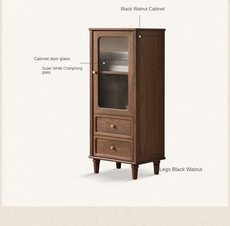 Black Walnut Solid Wood American Retro Locker Side Cabinet.