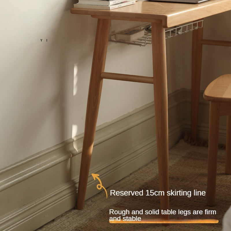 Beech Solid Wood Office DeskStorage Rack Integrated