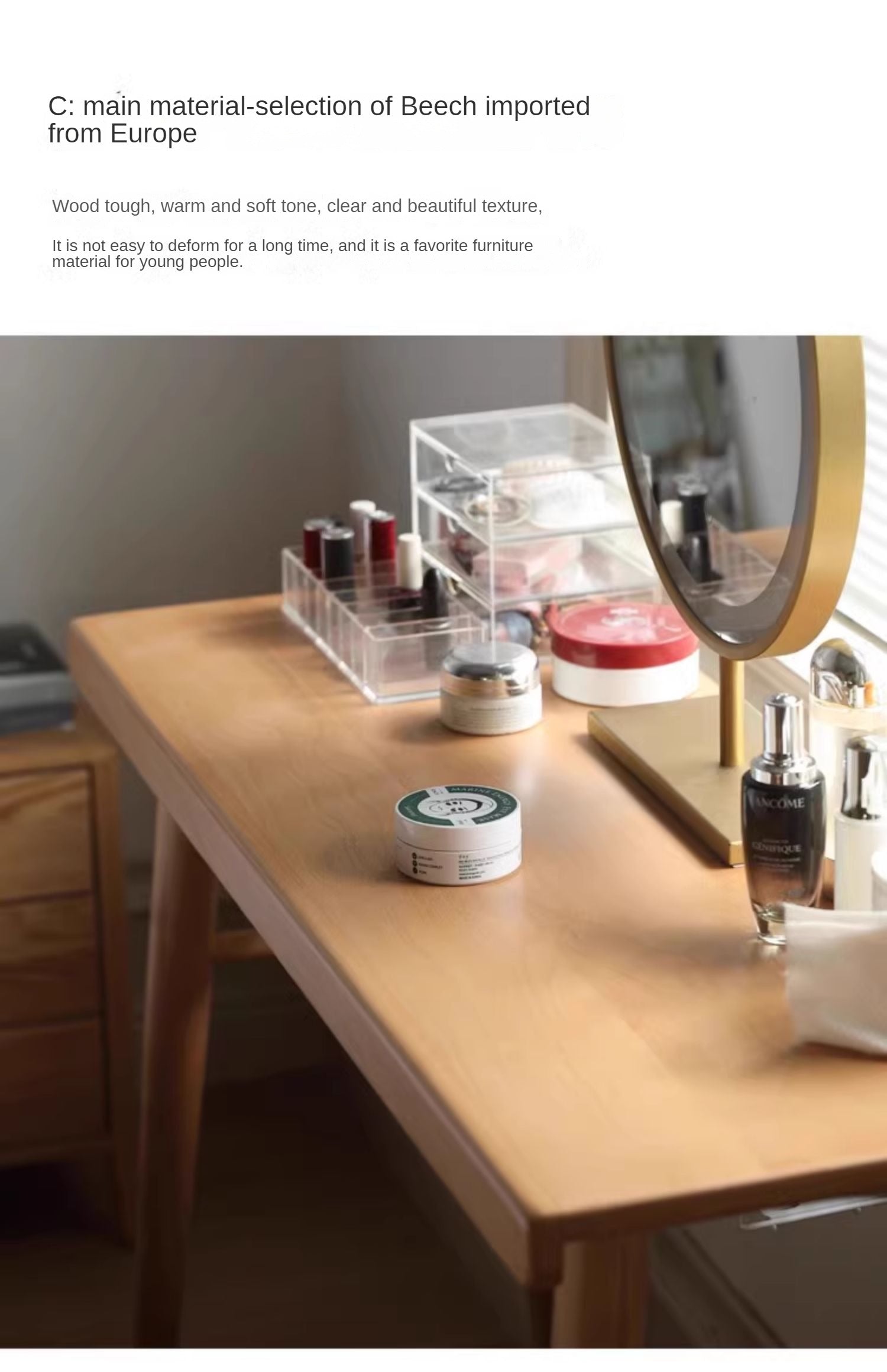 Beech Solid Wood Office DeskStorage Rack Integrated
