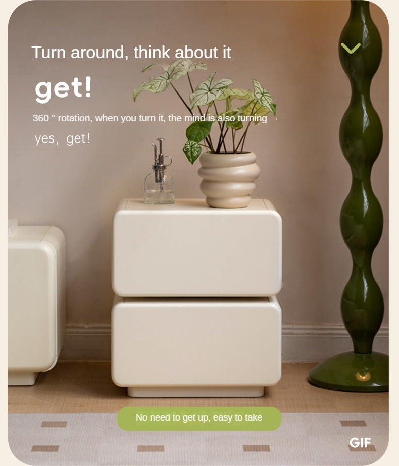 Poplar Solid Wood White Nightstand,