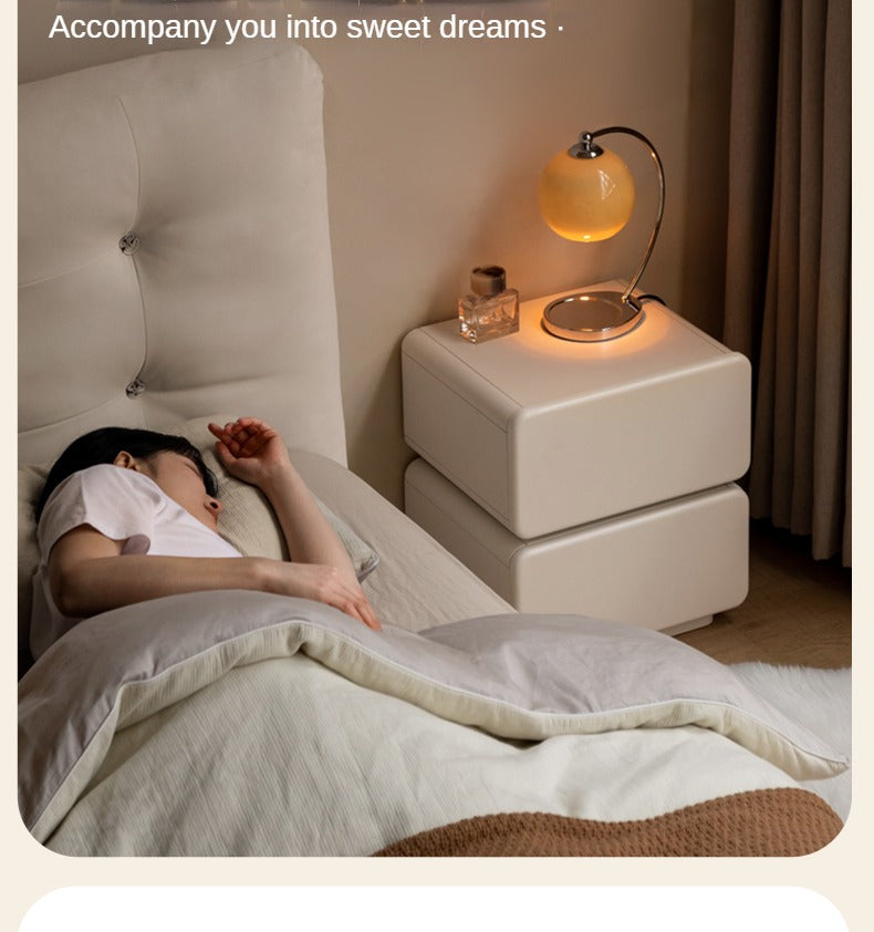 Poplar Solid Wood White Nightstand,