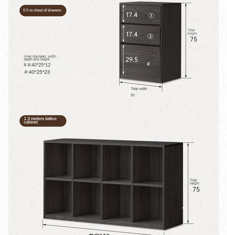 Oak, Rubberwood Solid Wood Bookcase Modern Floor Combination Cabinet