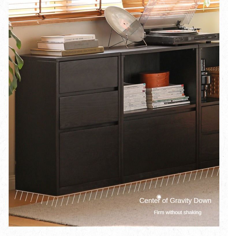 Oak, Solid Rubberwood Bookcase Modern Floor Combination Cabinet