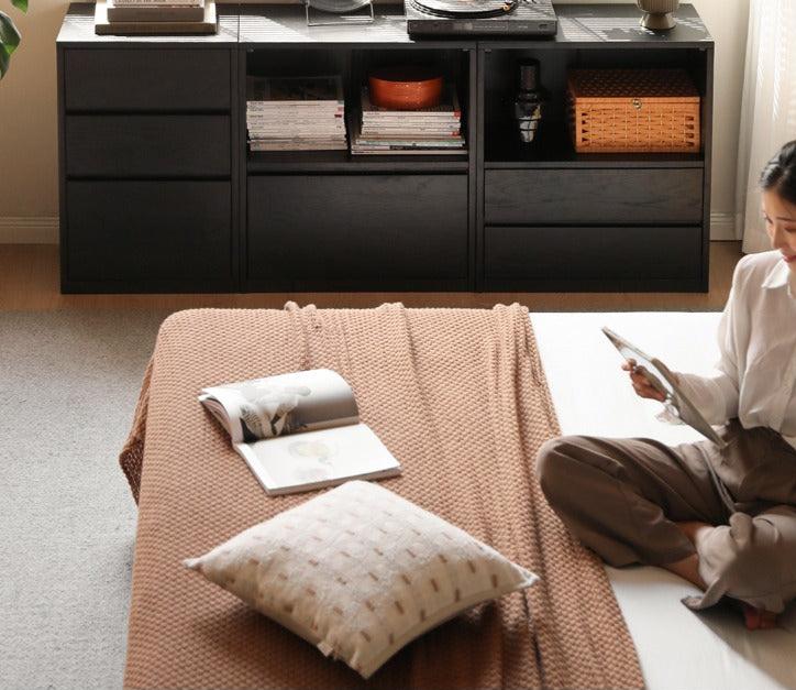Oak, Solid Rubberwood Bookcase Modern Floor Combination Cabinet