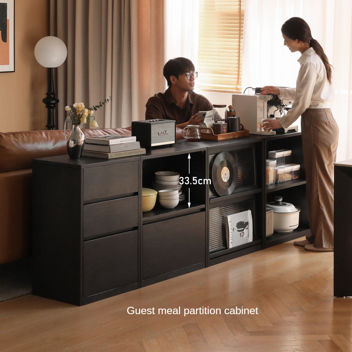 Oak, Rubberwood Solid Wood Bookcase Modern Floor Combination Cabinet