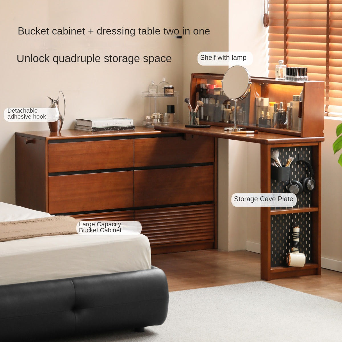 Poplar Solid Wood Dressing Table Cabinet Perforated Board.