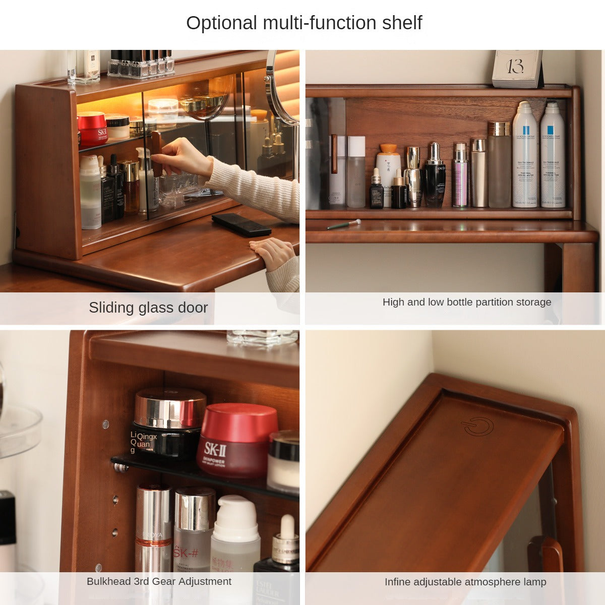 Tulipwood Solid Wood Vanity Table Cabinet Perforated Board
