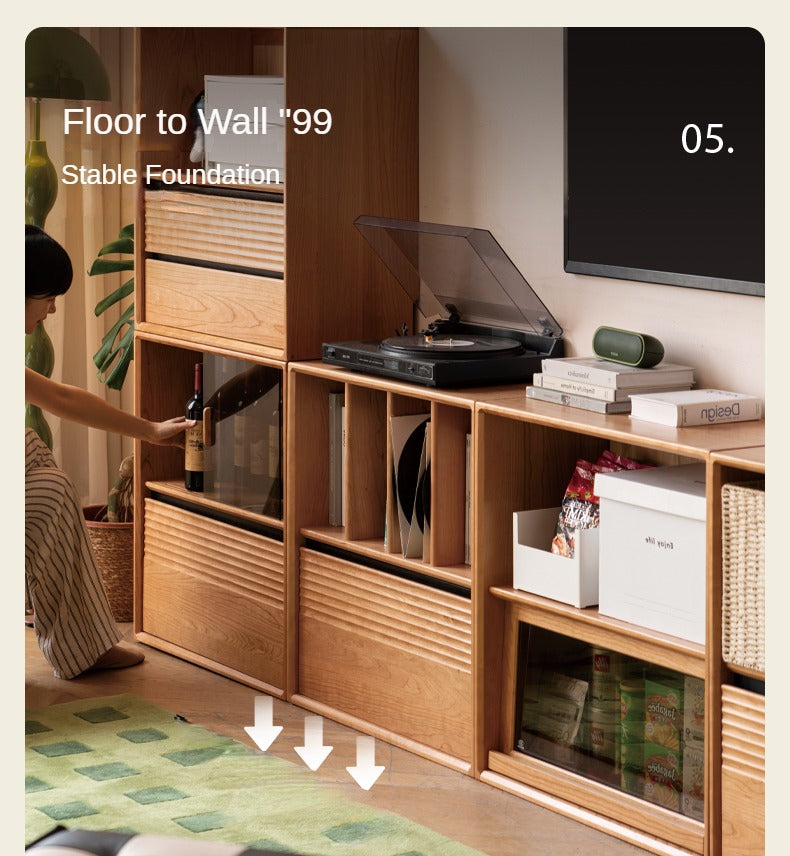 Cherry Solid Wood Module Combination Bookcase