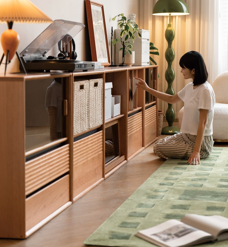Cherry Solid Wood Module Combination Bookcase