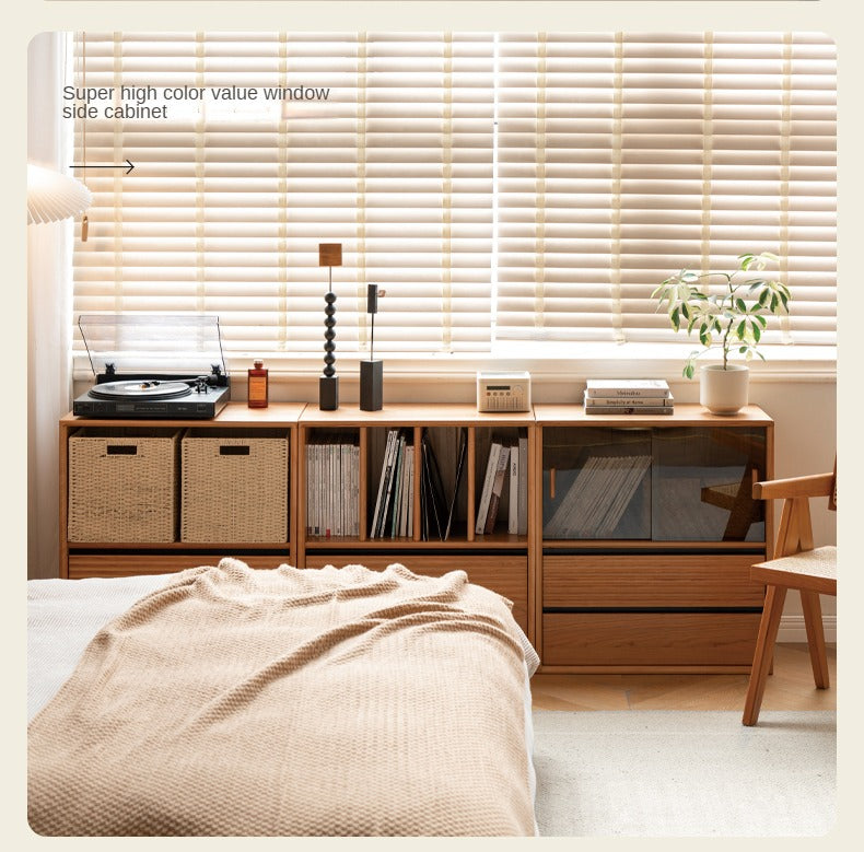 Cherry Solid Wood Module Combination Bookcase