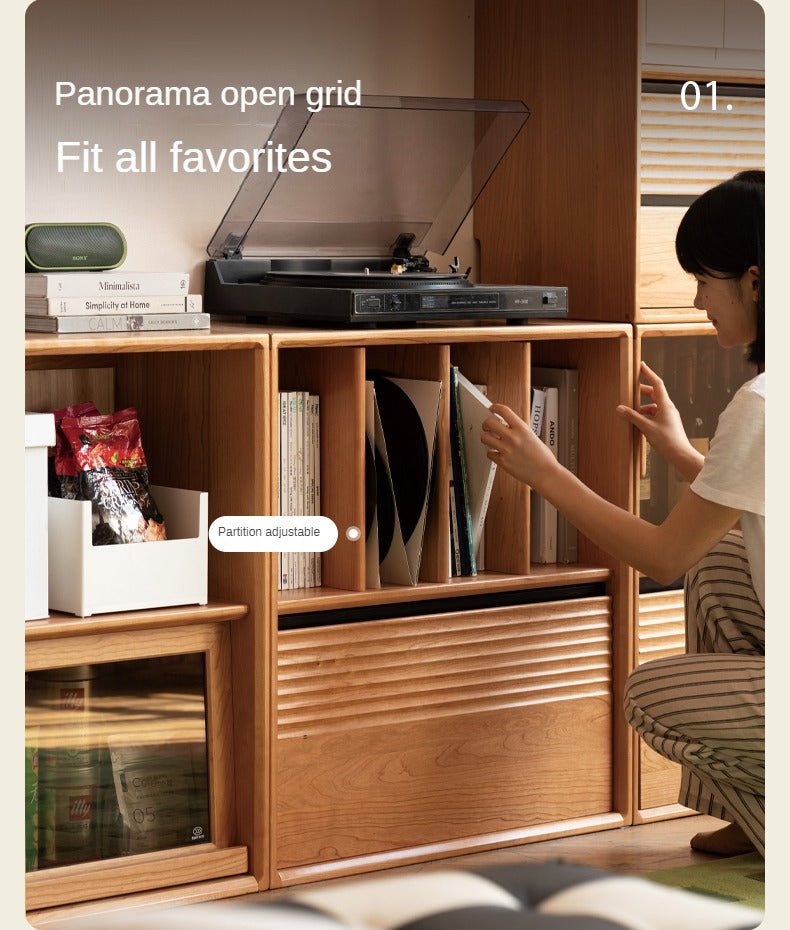 Cherry Solid Wood Module Combination Bookcase