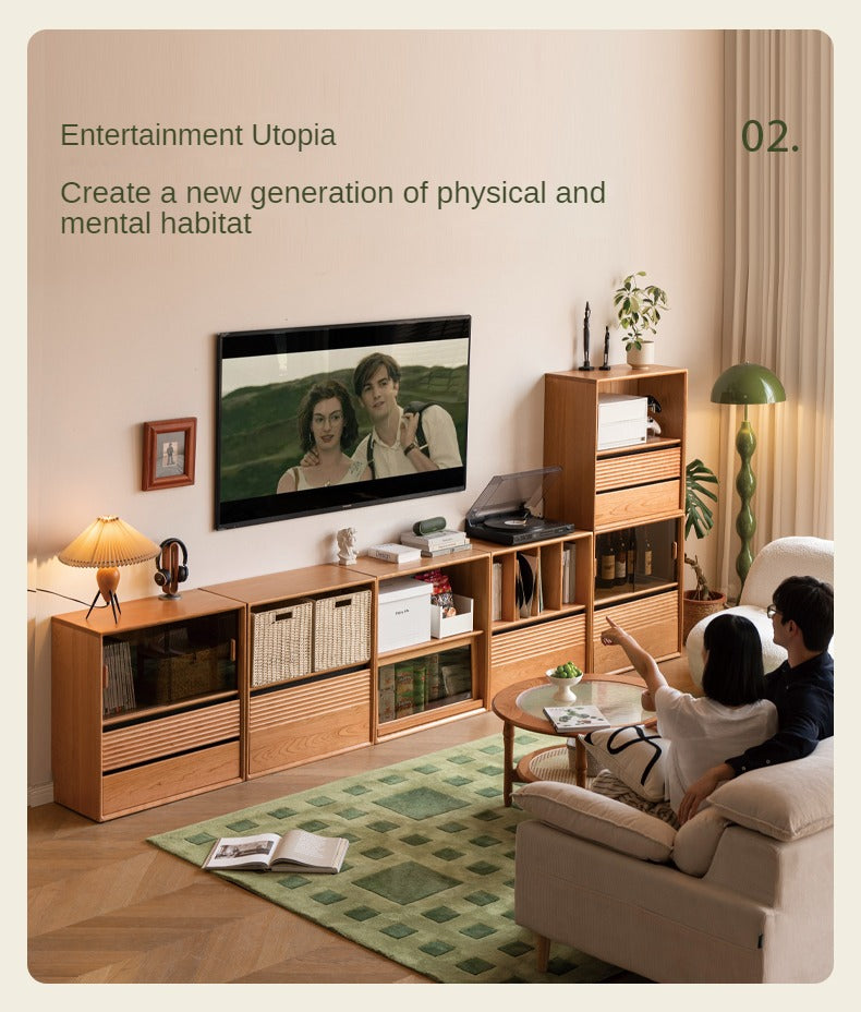 Cherry Solid Wood Module Combination Bookcase