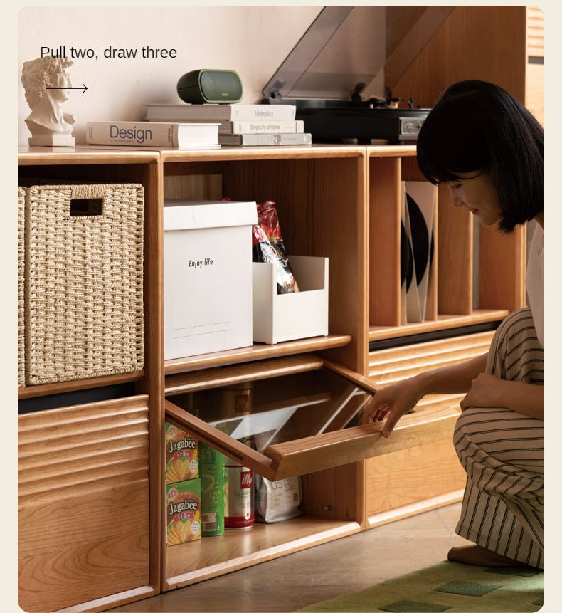 Cherry Solid Wood Module Combination Bookcase