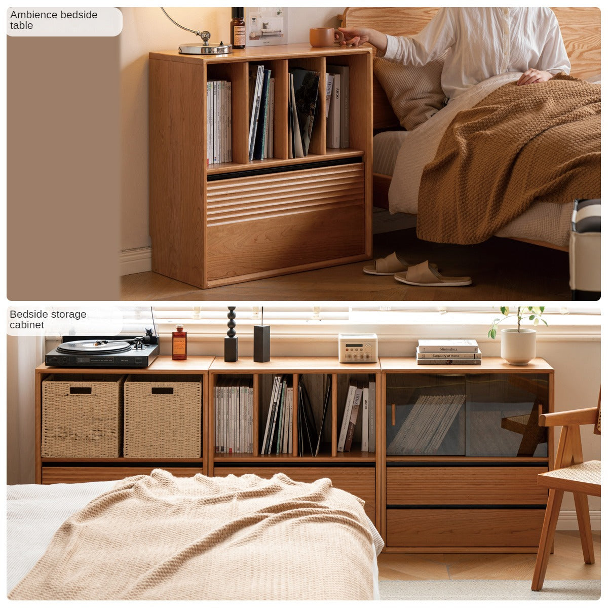 Cherry Solid Wood Module Combination Bookcase
