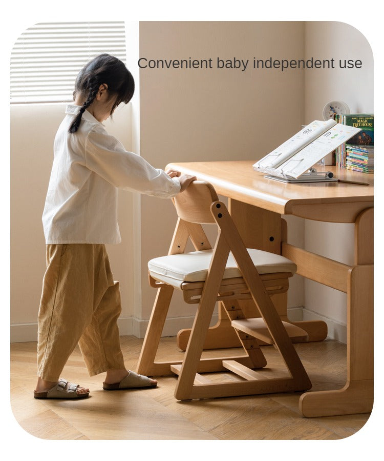 Beech Solid Wood Kid's Adjustable Elevating Chair.