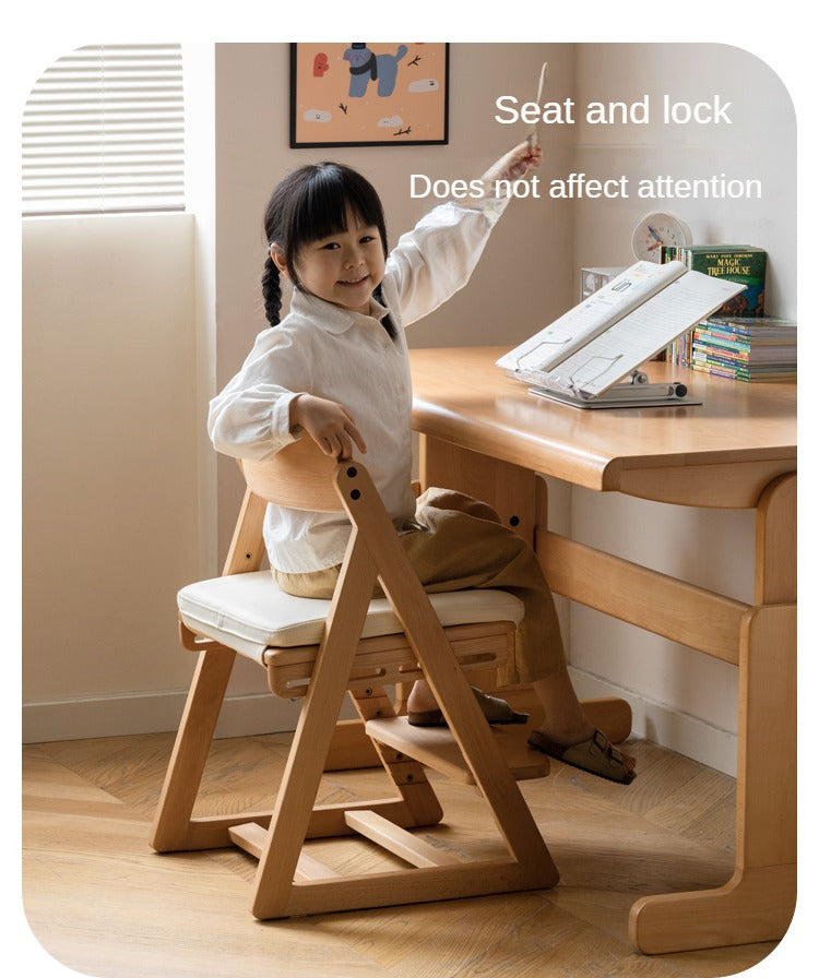 Beech Solid Wood Kid's Adjustable Elevating Chair.