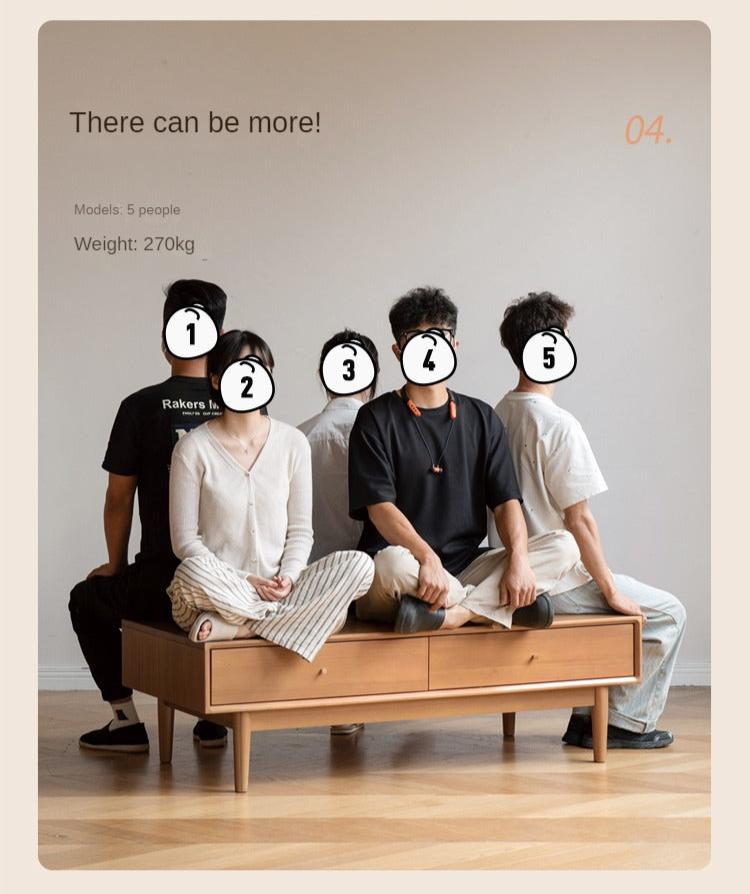 Poplar Solid Wood Modern Rectangular Coffee Table with Drawer.