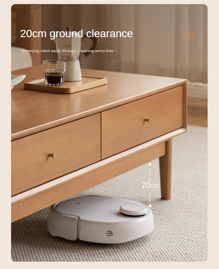 Poplar Solid Wood Modern Rectangular Coffee Table with Drawer.