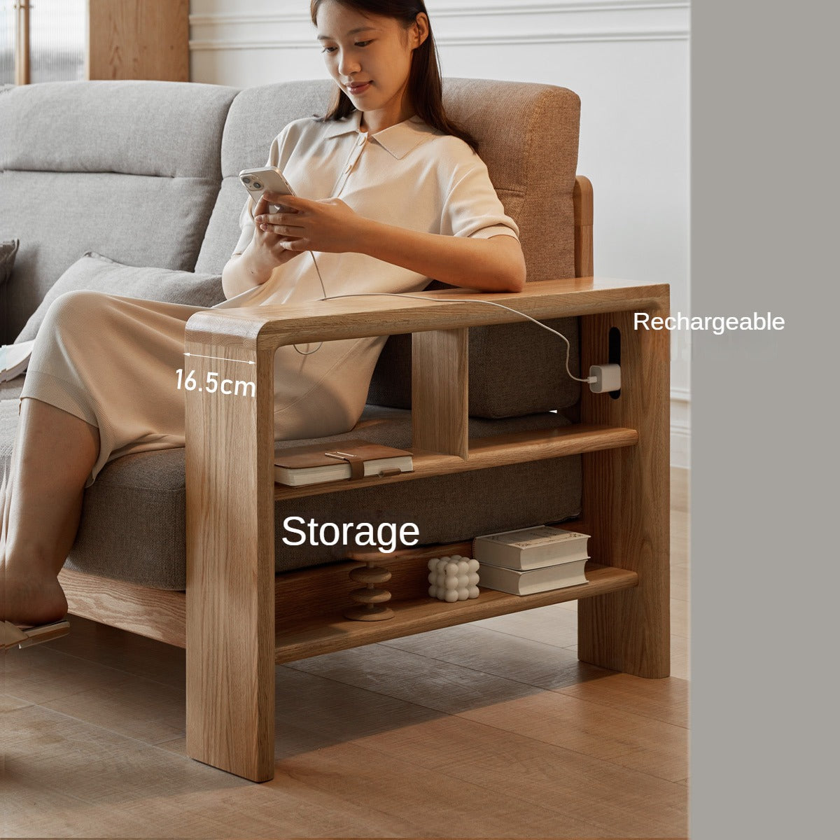 Oak Solid Wood Sectional Sofa-two colors available