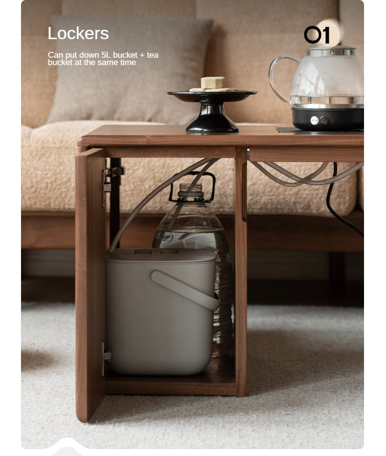 Black Walnut Solid Wood Telescopic Tea Table.