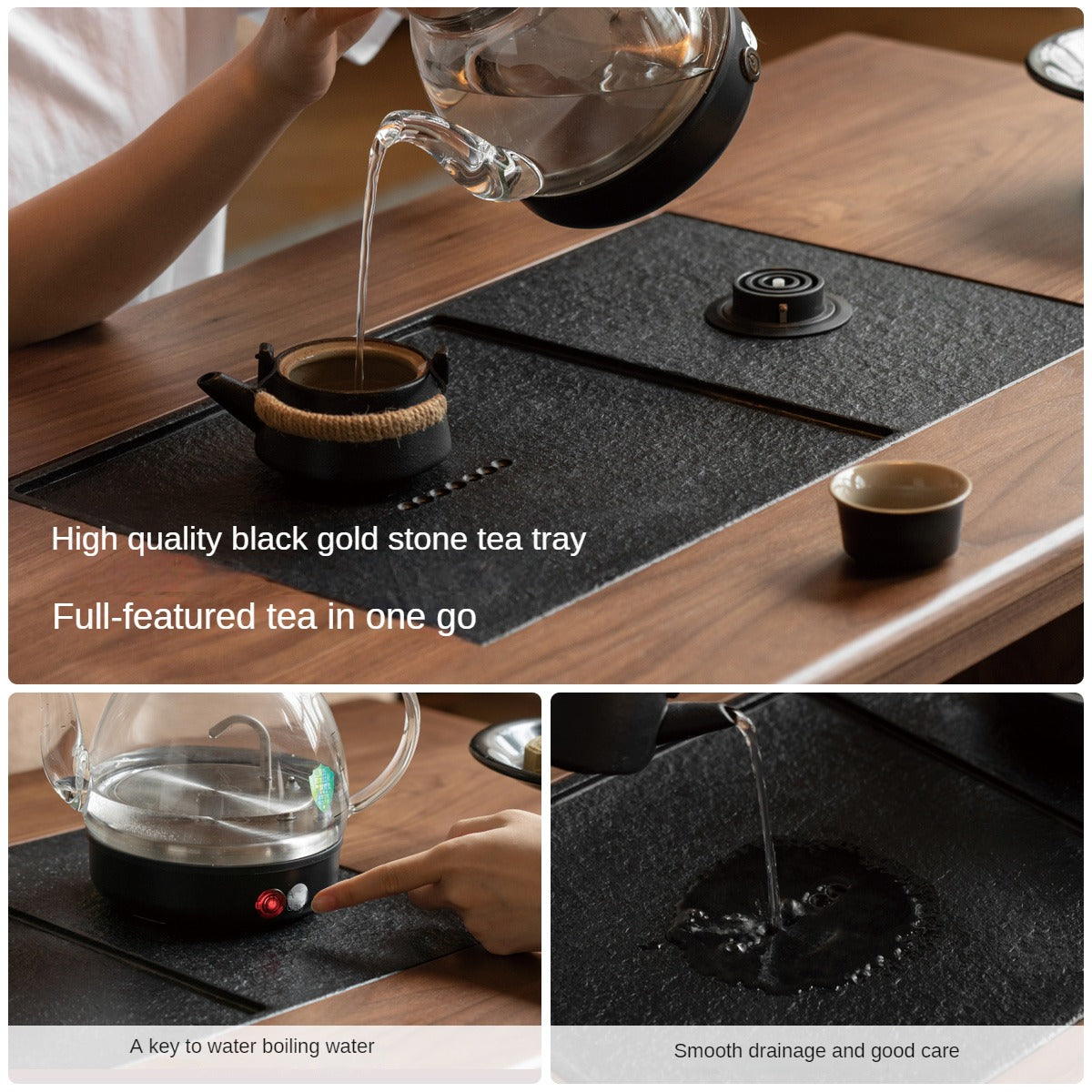 Black Walnut Solid Wood Telescopic Tea Table.
