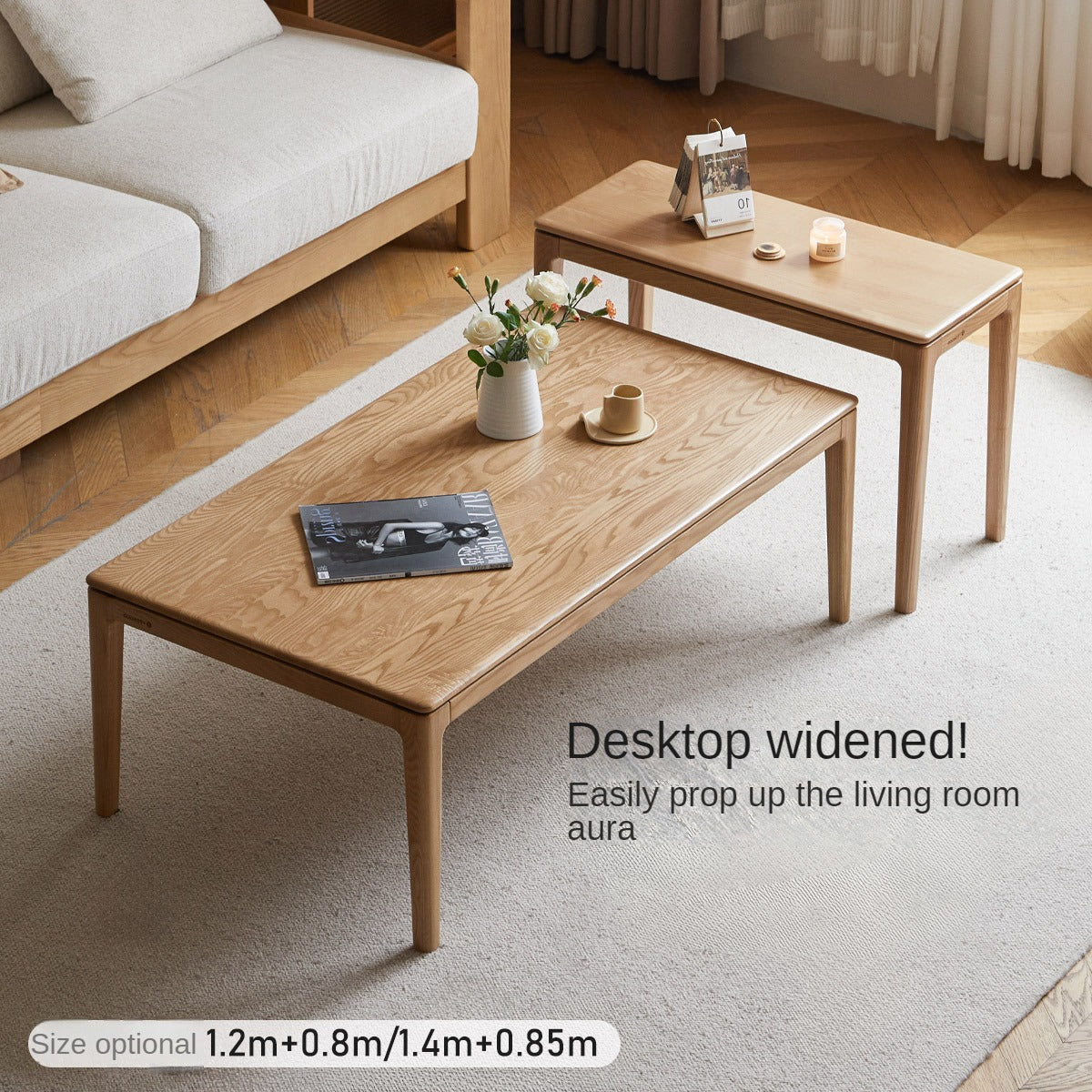 Red Oak, Ash Solid Wood Combination Coffee Table