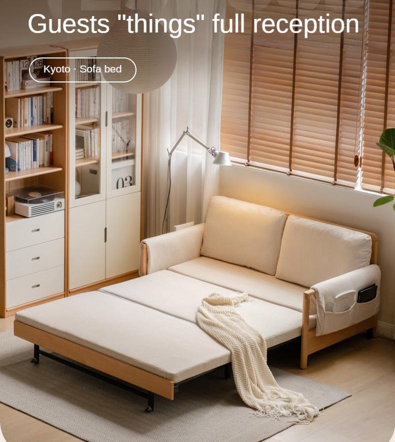 Beech Solid Wood Sofa Bed Modern.