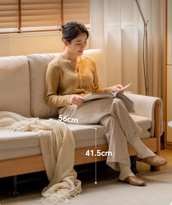 Beech Solid Wood Sofa Bed Modern.